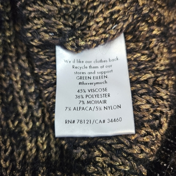 Eileen Fisher Black & Gold Knit Mohair Blend Sweater Size SP Women's Petite M15 - Picture 6 of 8